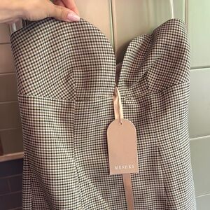 Meshki Plaid Strapless Dress